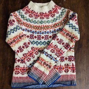 j. crew fair isle nordic style handknit mockneck sweater size xs-s